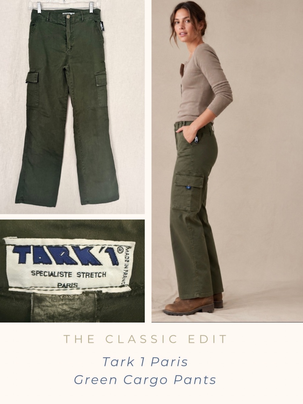 TARK’1 Made in France Dark Olive Green Cargo Pants